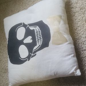 Skull with Bow Tie Throw Pillow